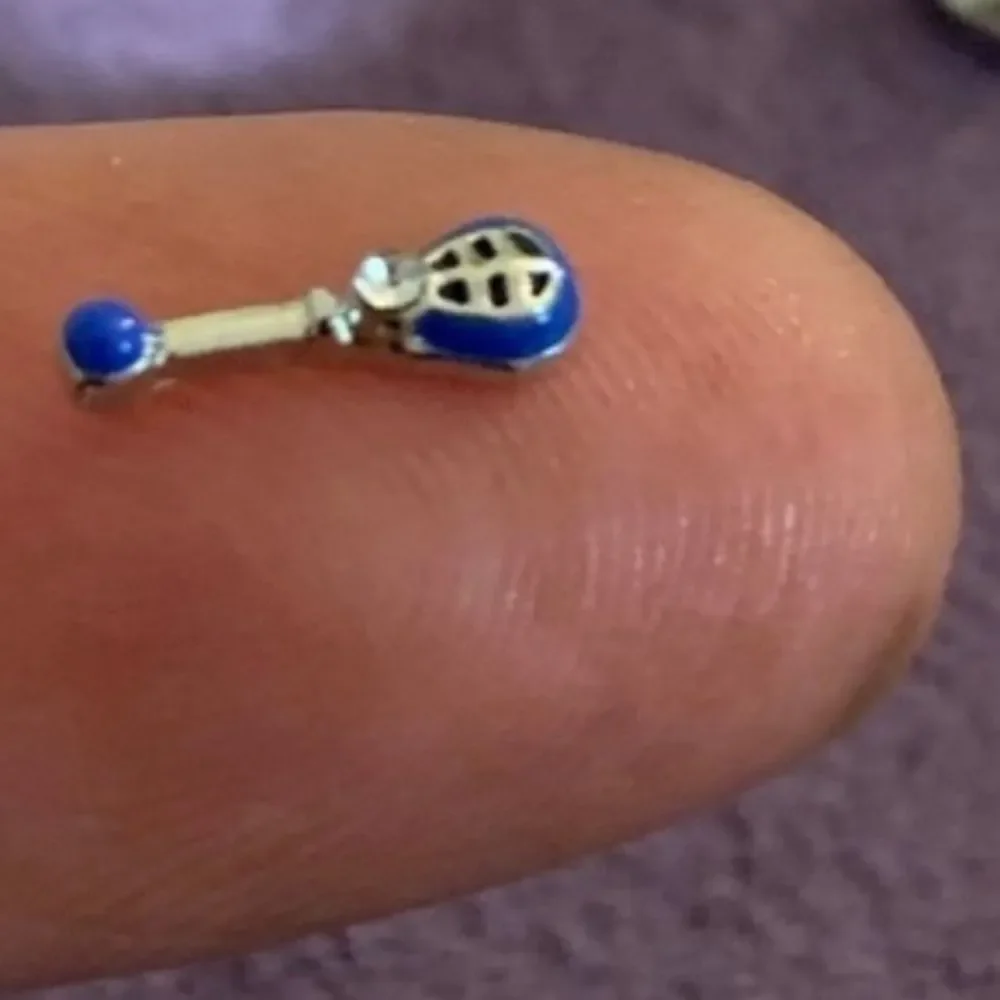 Blue Enamel Lute Charm Pendant for Women
